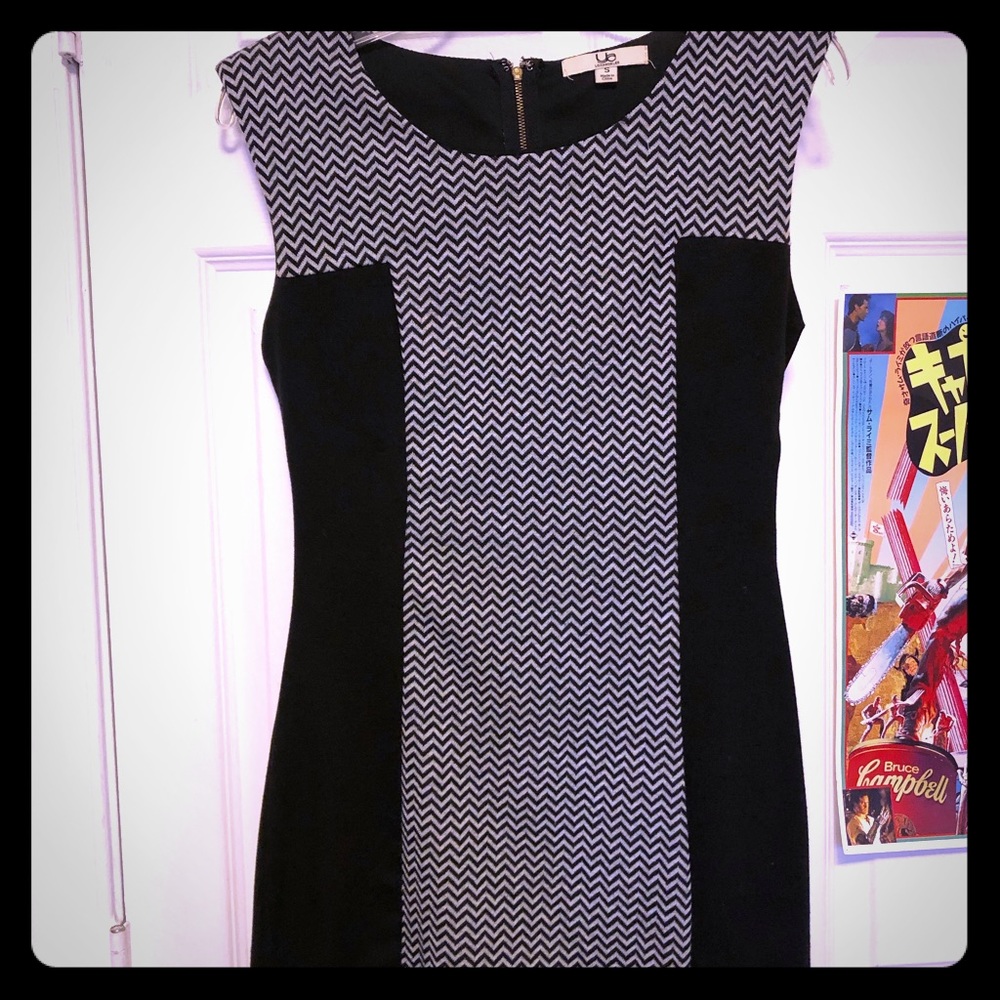Black & grey minidress with chevron pattern